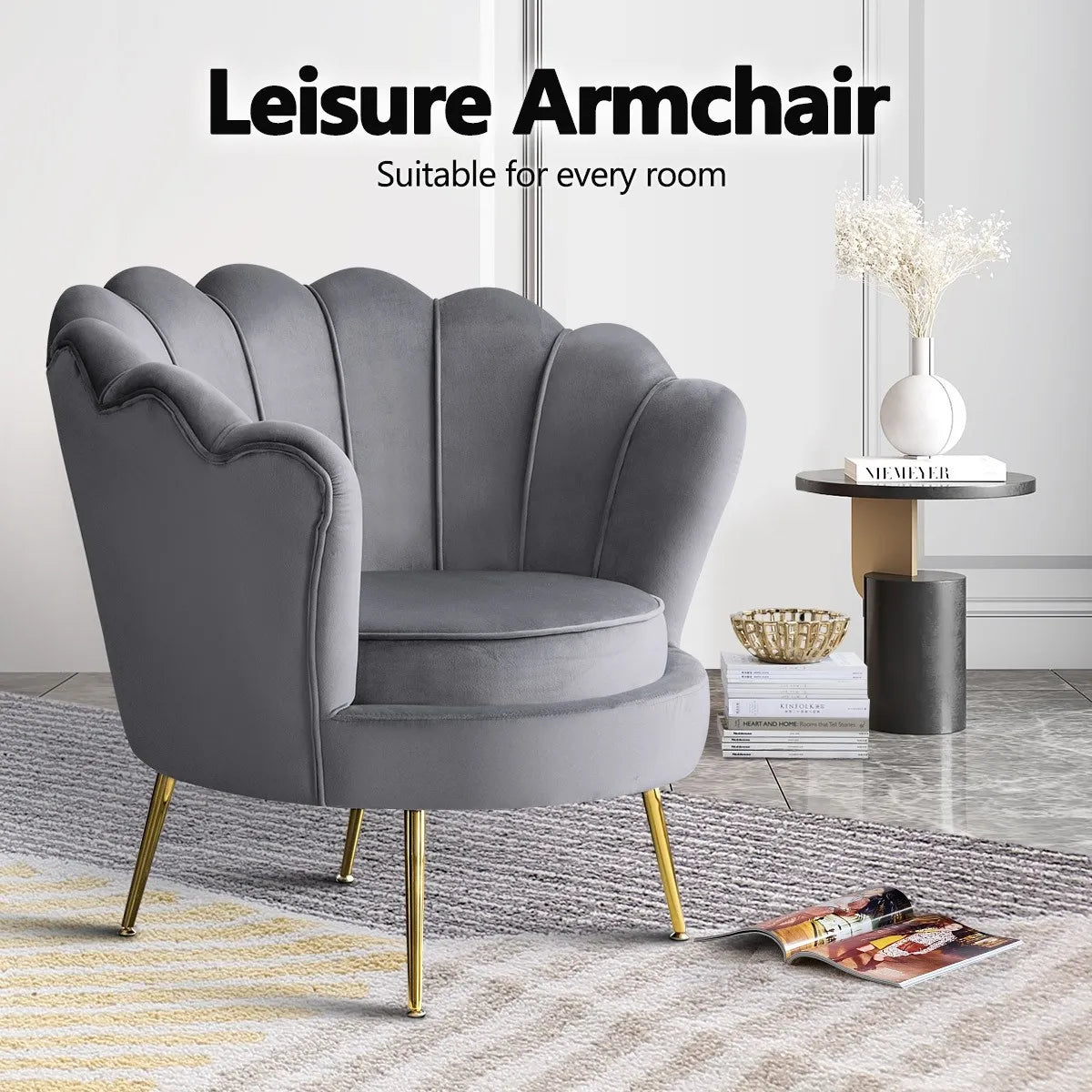 RELAXIO Elegant Velvet Living Room Sofa Chair – Mid-Century Modern Design