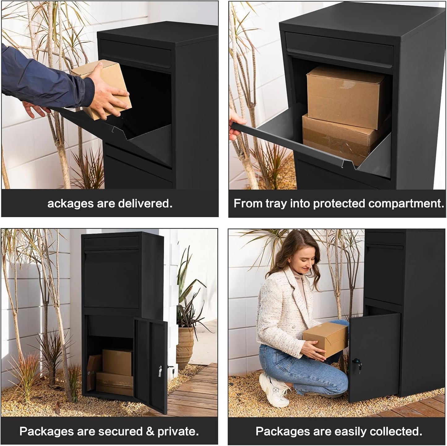 Outdoor Parcel Letterbox – Large Pillar Mailbox 410×380×1200mm for Mail & Packages