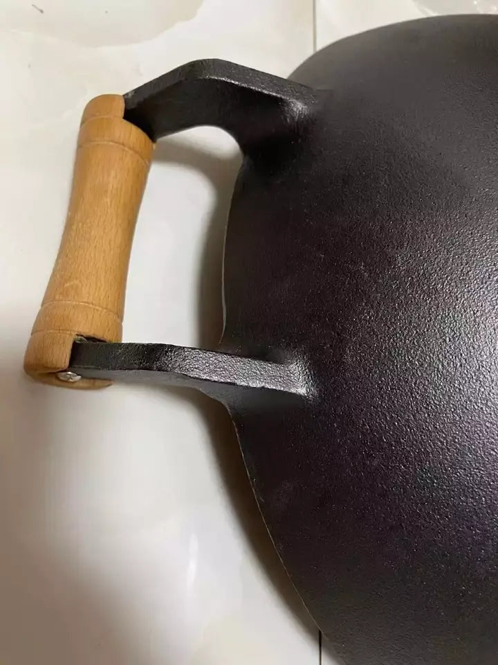 Cast Iron Wok Large With Wooden Handle Promo + Snap Deal.