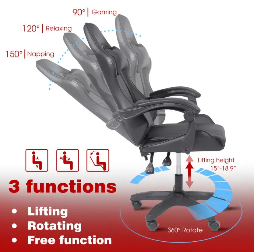 Gaming Setup Combo – Z-Shaped LED Computer Desk & Gaming Chair Set