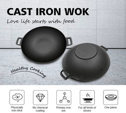Cast Iron Wok Frying Pan +  Snap Deal.