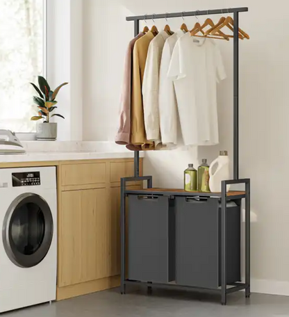 Laundry Basket Pull Out With Cloth Hanger VASAGLE   Relaxio.