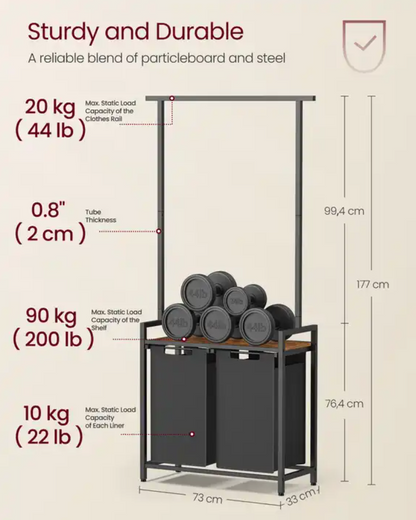Laundry Basket Pull Out With Cloth Hanger VASAGLE   Relaxio.