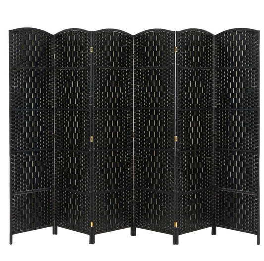 6-Panel Folding Room Divider – Flexible Privacy Screen with Elegant Arch Design (Black)