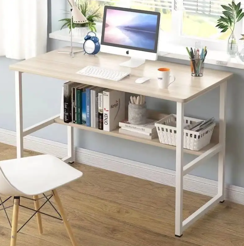 Computer Desk with Storage Shelves – Modern Home Office Table Computer Desk
