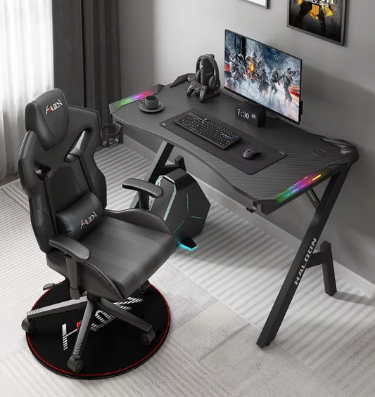 GlowStation RGB Light Gaming Desk – Stylish LED Computer Desk with Headphone Holder Computer Desk