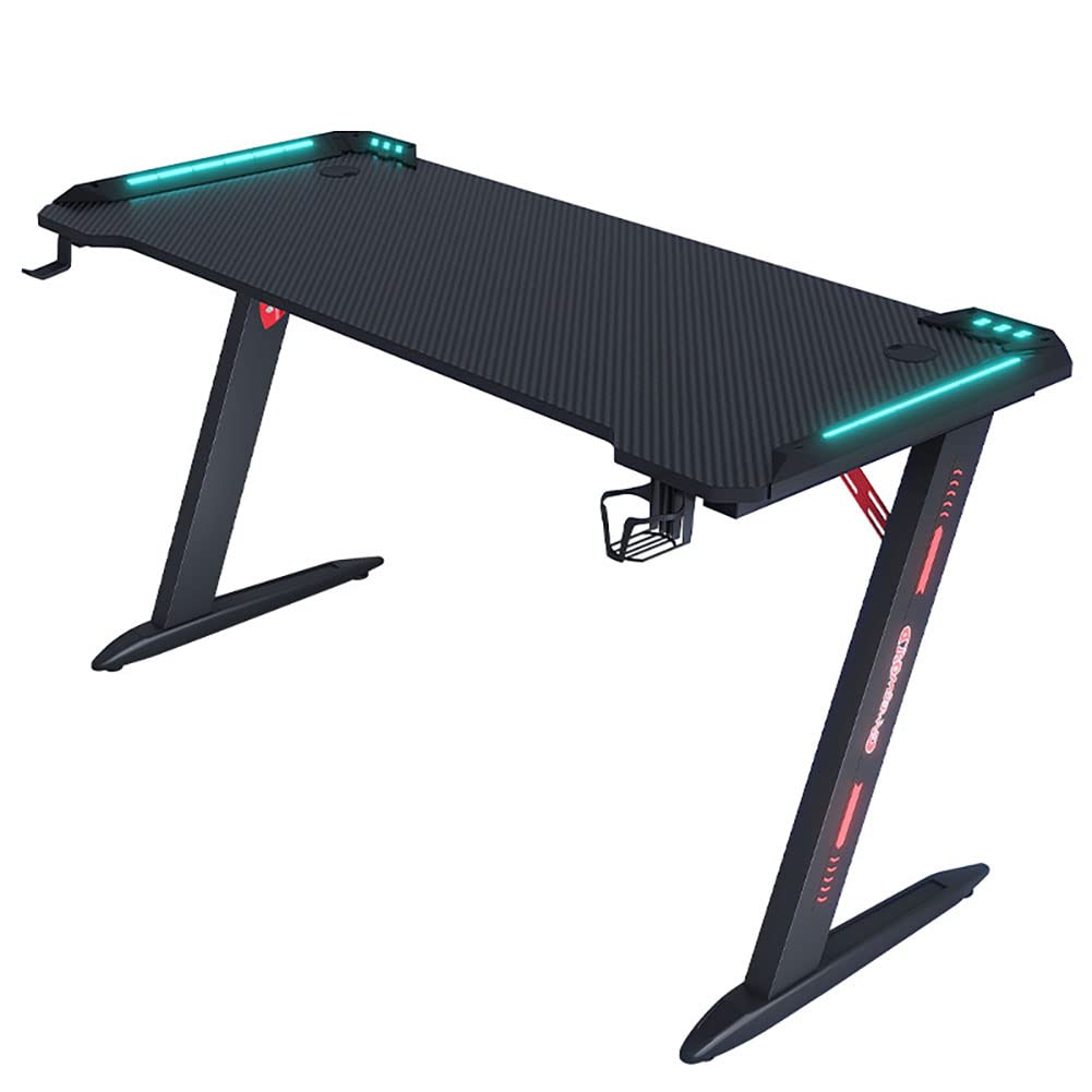 RGB Light Gaming Desk Table Computer Desk Z Shaped Desk 100Cm