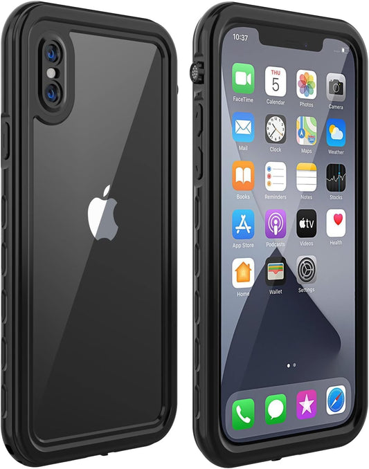 for iPhone X/XS Waterproof Case - Full Body Shockproof Cover with Built-in Screen Protector, 5.8 Inch (Black/Clear)