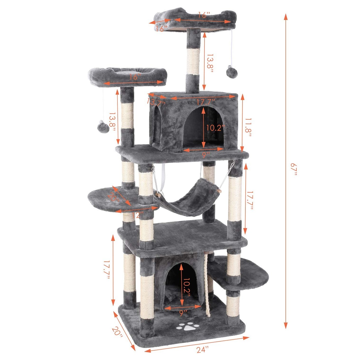 170cm Cat Tree Tower – Sturdy Pet Condo for Scratching, Climbing & Resting