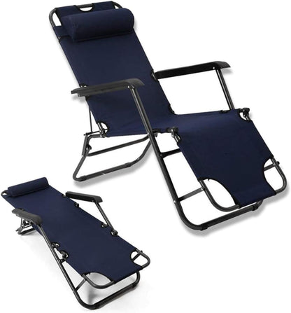 Zero Gravity Recliner Lounge Chair – Adjustable & Ergonomic Outdoor Folding Chair (Navy Blue) Beach Chair