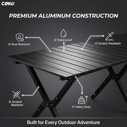 Heavy Duty Folding Camping Roll-Up Picnic Outdoor Table with Carry Bag