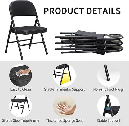 Folding Chairs with Padded Seats – 4 Piece Set