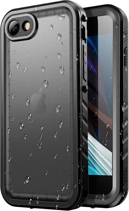for iPhone SE2/SE3/7/8 Waterproof Case IP68 Drop Proof Black Drop Proof Shockproof Dustproof