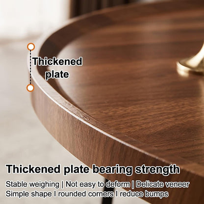 Round Nesting Side Coffee Table Set Antique Wood Finish