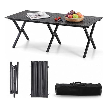 Heavy Duty Folding Camping Roll-Up Picnic Outdoor Table with Carry Bag