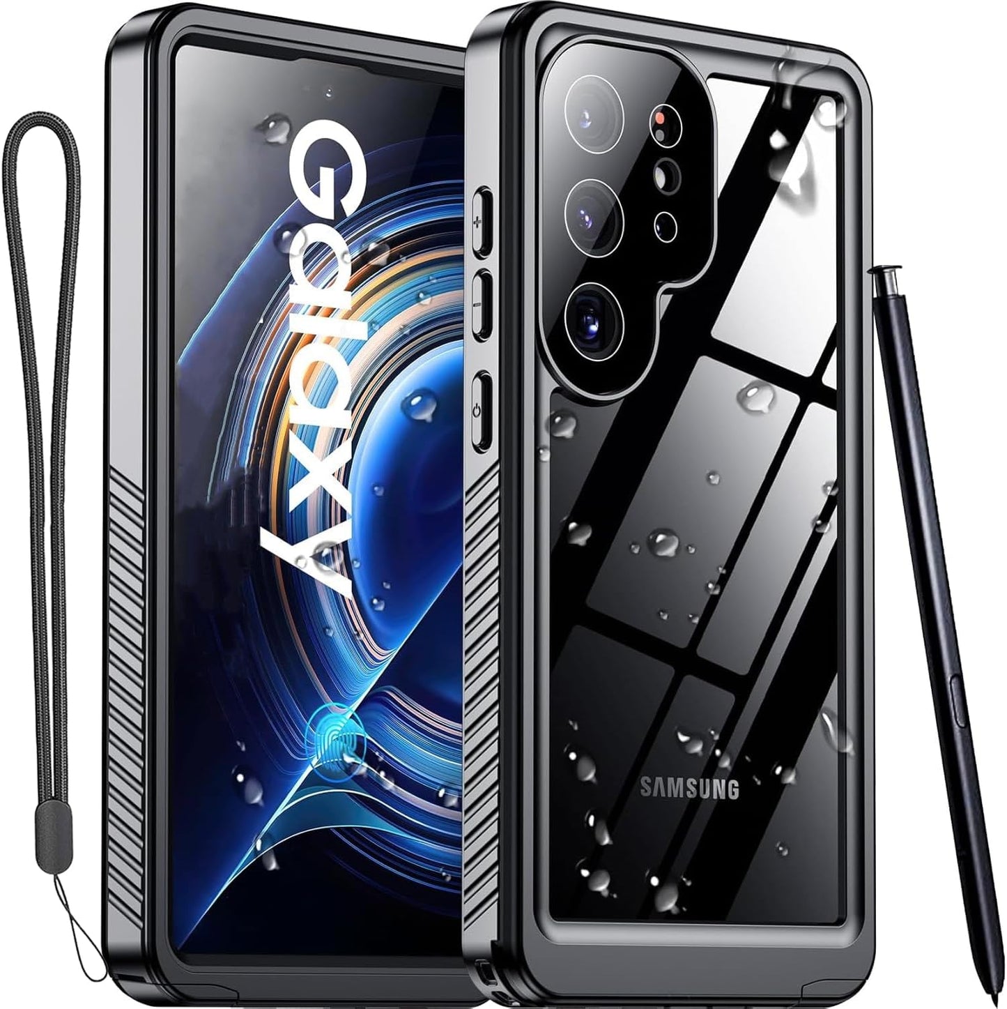 for Samsung Galaxy S23 Ultra Case with Screen Protector, Waterproof, Shock Proof, Black