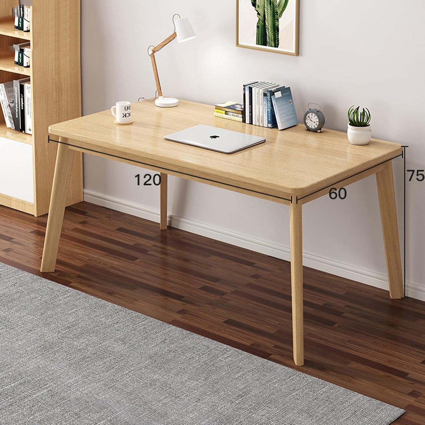 Computer Desk with Solid Wood Legs 120cm Modern Writing Table for Home Office