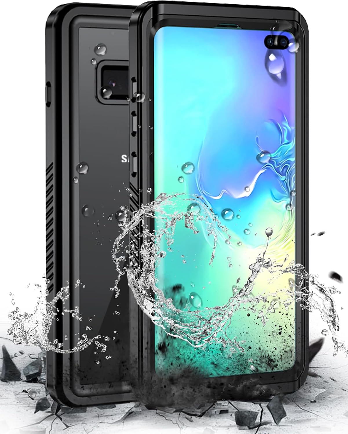 Galaxy S10 Plus Case Waterproof, Built in Lens & Screen Protector Rugged Full Body Case