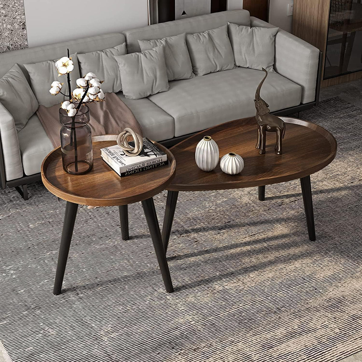 Industrial Nest Of Tables Wooden Coffee Sofa Side End Table Display Flowers Lamp