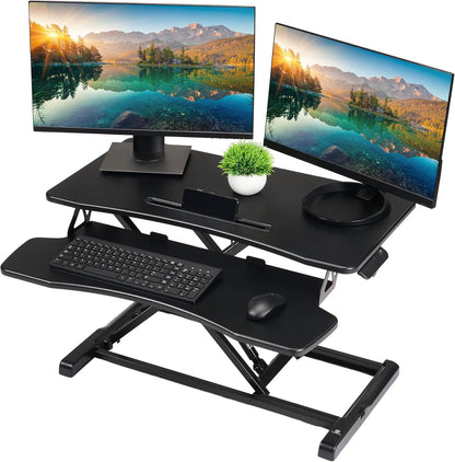 My Office Sit-Stand Desk Riser – Adjustable Height Standing Desk Converter Black Desk
