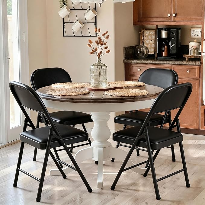 Folding Chairs with Padded Seats – 4 Piece Set
