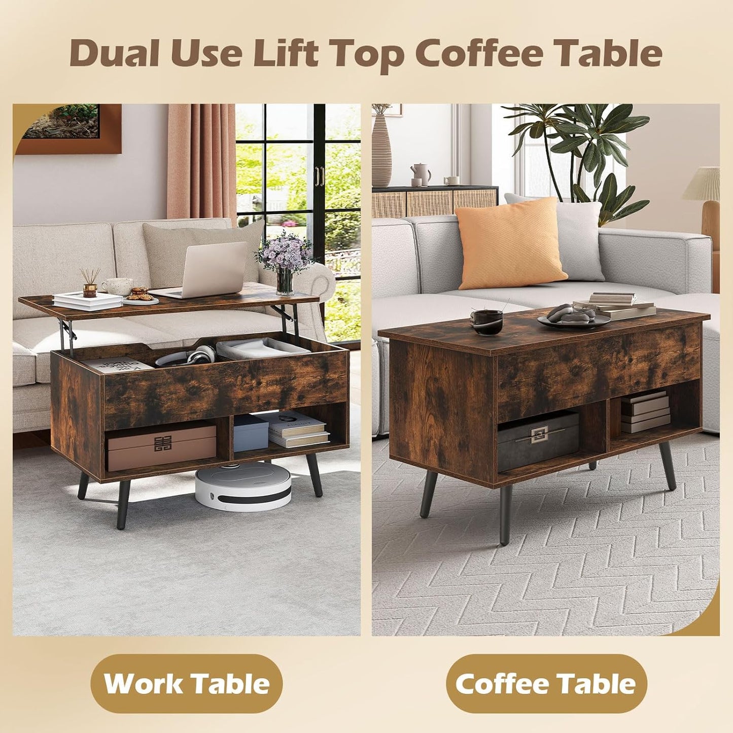 Lift Top Coffee Table with Storage