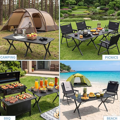 Heavy Duty Folding Camping Roll-Up Picnic Outdoor Table with Carry Bag