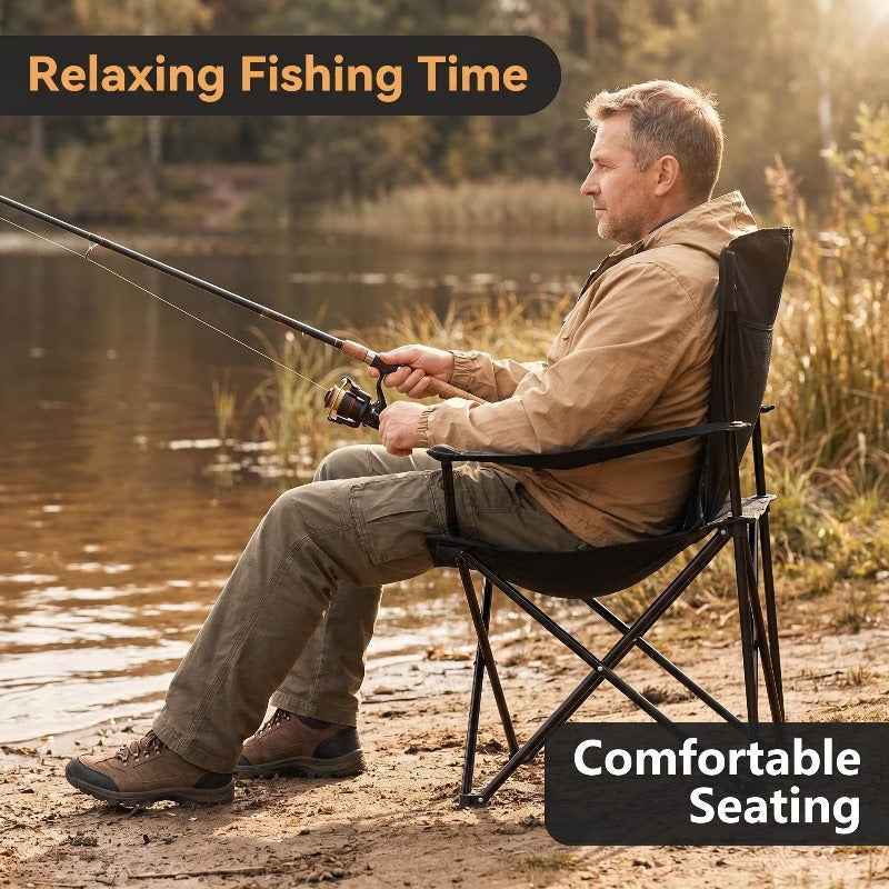 Lightweight Foldable Camping Chair with Cup Holder & Carry Bag