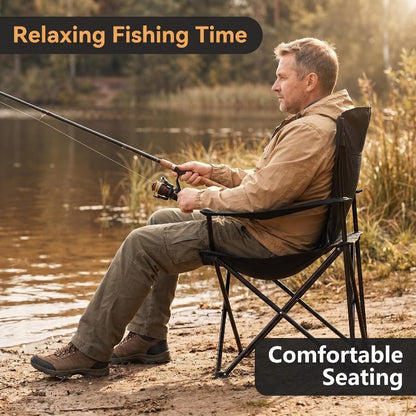 Lightweight Foldable Camping Chair with Cup Holder & Carry Bag