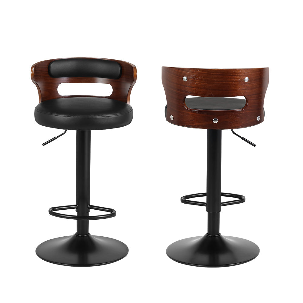 2x Bar Stools – Gas Lift Swivel Faux Leather Kitchen Bar Chairs
