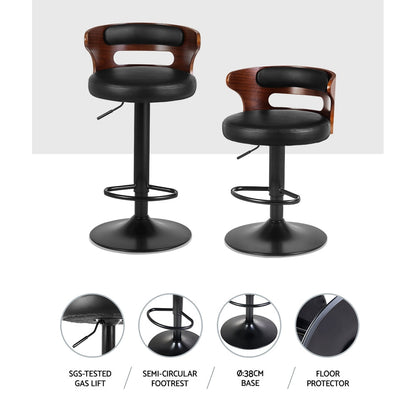 2x Bar Stools – Gas Lift Swivel Faux Leather Kitchen Bar Chairs