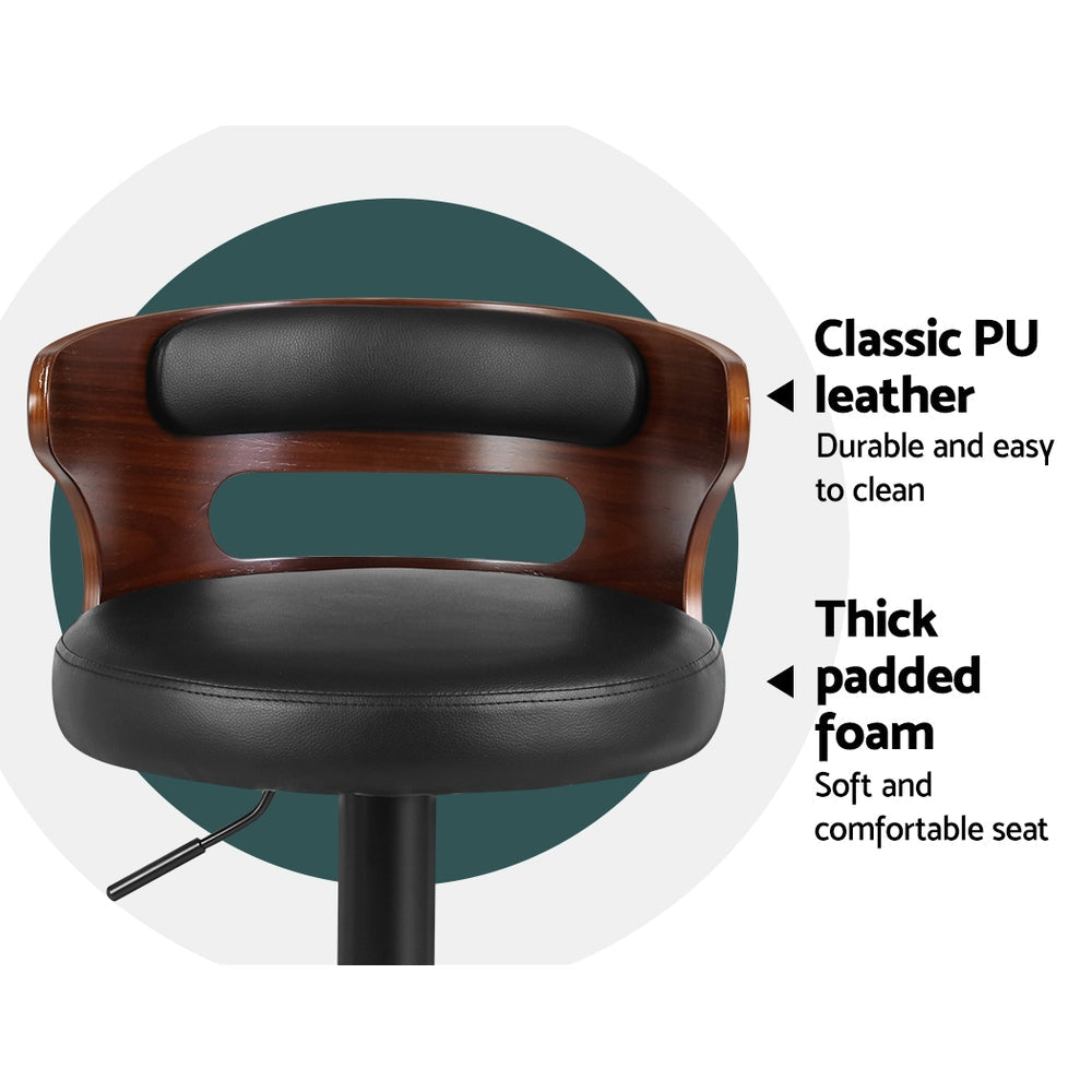 2x Bar Stools – Gas Lift Swivel Faux Leather Kitchen Bar Chairs