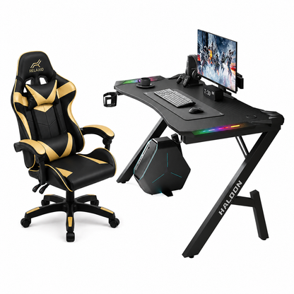 RGB LED Gaming Desk & Gaming Chair – Complete Gaming Station