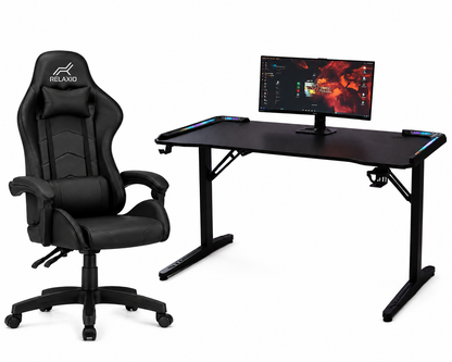 RELAXIO Complete RGB LED Gaming Desk & Chair Set