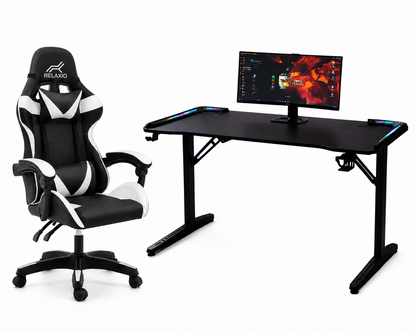 RELAXIO Complete RGB LED Gaming Desk & Chair Set