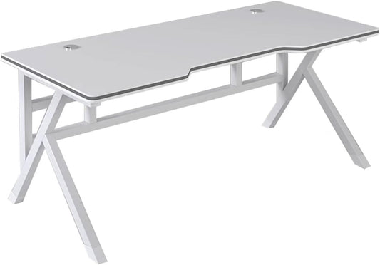 Ergonomic Gaming Desk 100CM White Computer Table with K Shaped Frame