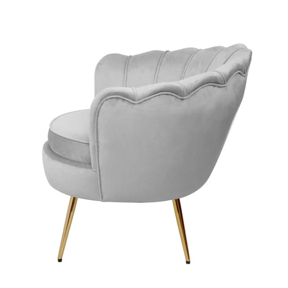 Velvet Fabric Shell Chair High Back Accent Arm sofa Chair