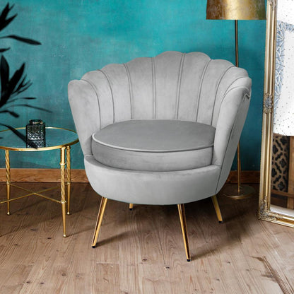 Velvet Fabric Shell Chair High Back Accent Arm sofa Chair