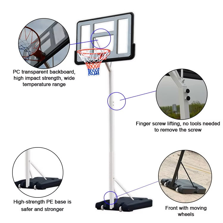 2.6m Portable Basketball Hoop Adjustable Height