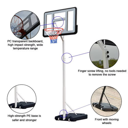 2.6m Portable Basketball Hoop Adjustable Height
