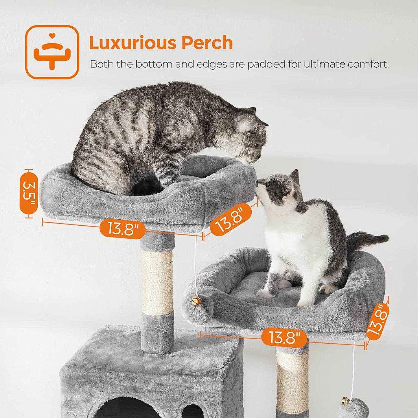 Multi-Level Cat Condo Tree Tower with Scratching Posts & Hammock 143Cm