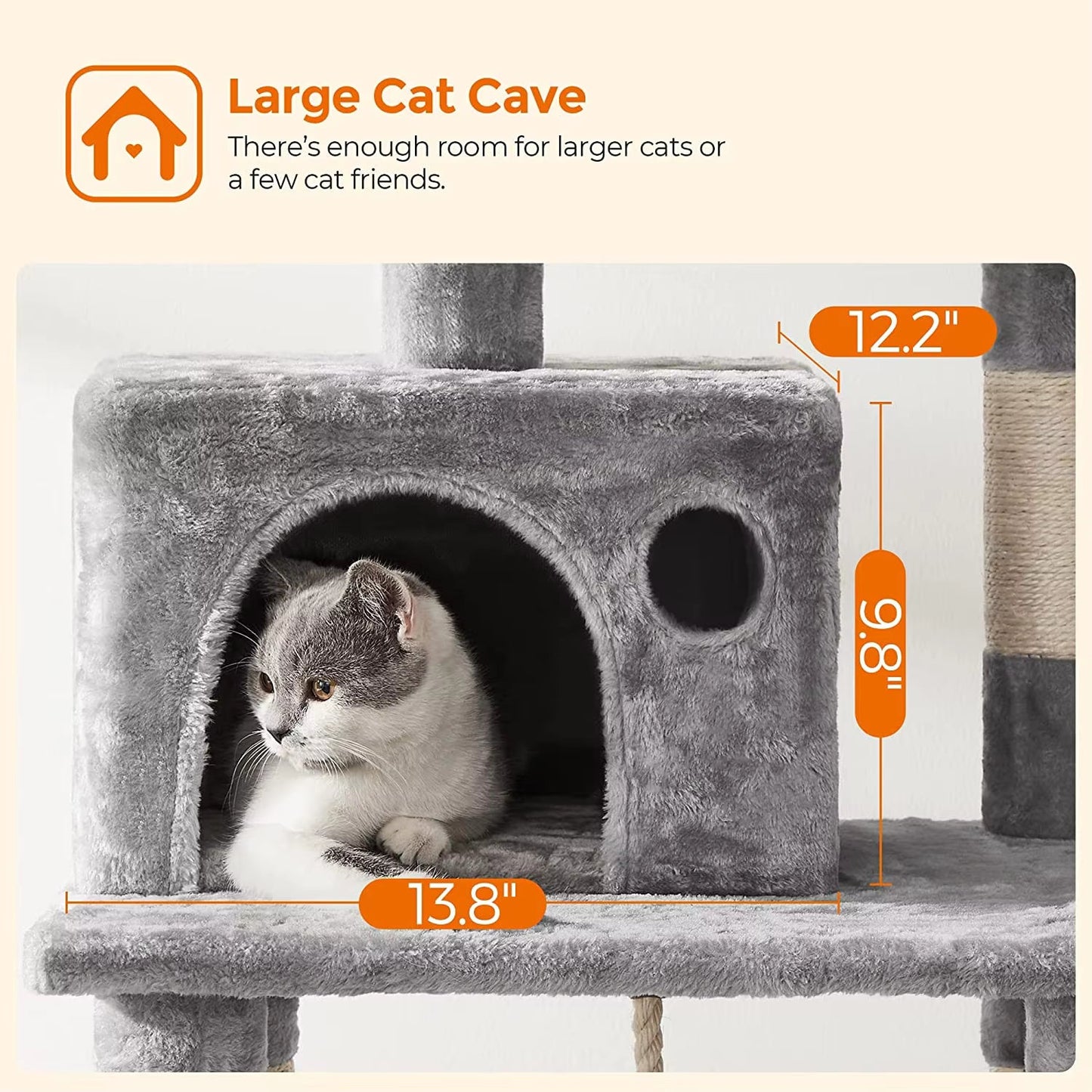 Multi-Level Cat Condo Tree Tower with Scratching Posts & Hammock 143Cm