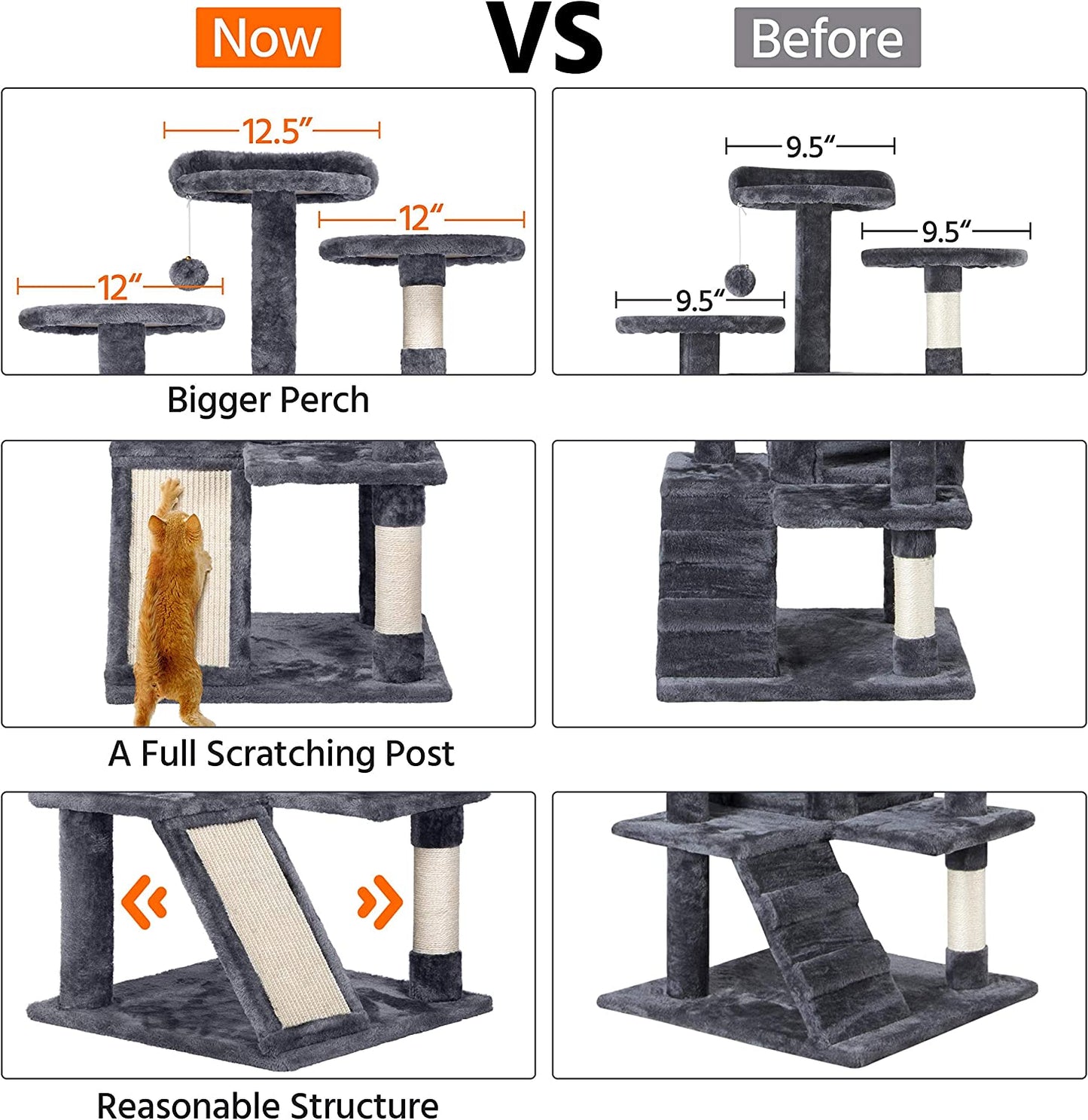 Cat Tree Climbing Tower Sisal Scratcher, Condo & Plush Beds 140Cm