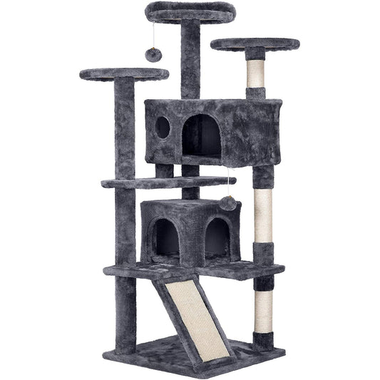 Cat Tree Climbing Tower Sisal Scratcher, Condo & Plush Beds 140Cm