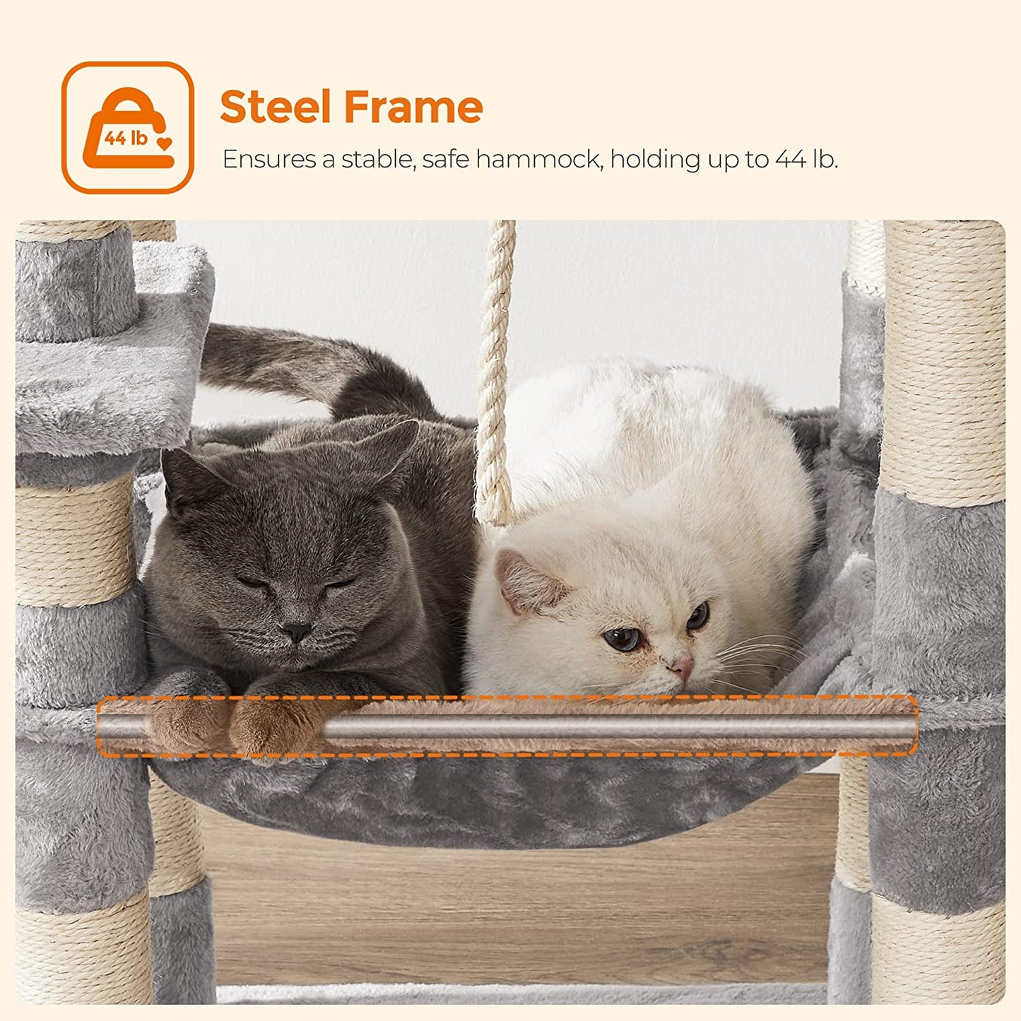 Multi-Level Cat Condo Tree Tower with Scratching Posts & Hammock 143Cm