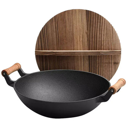 Cast Iron Wok Large With Wooden Handle Promo +  Snap Deal.