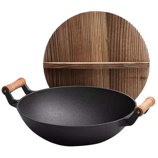 Cast Iron Wok Large With Wooden Handle Promo +  Snap Deal.