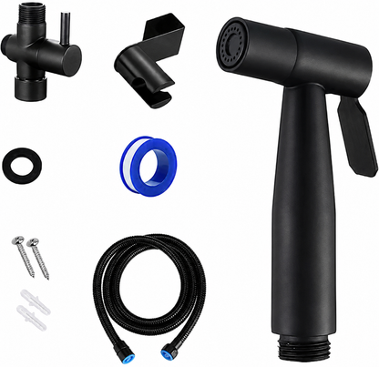 Black Handheld Bidet Sprayer Kit for Toilet
