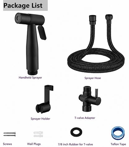 Black Handheld Bidet Sprayer Kit for Toilet