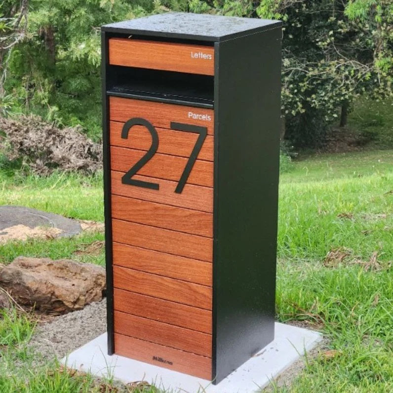 House Number Letterbox Number Stick On Slim 300mm - Black Iron